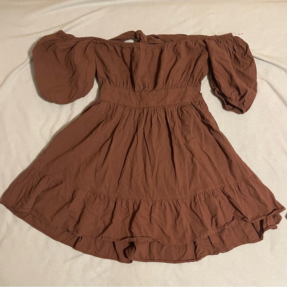 Brown Off-Shoulder Dress